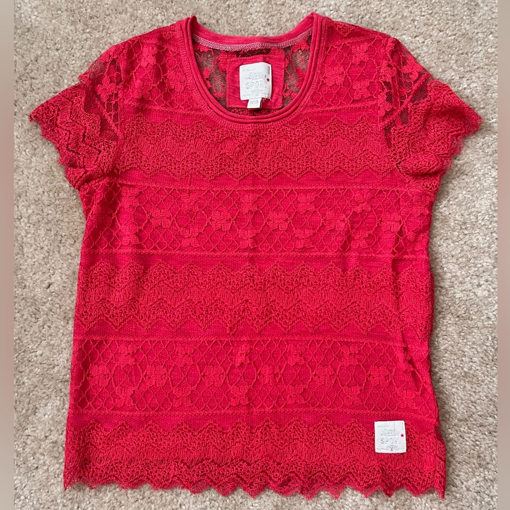 Superdry Red Lace Short Sleeve Tee